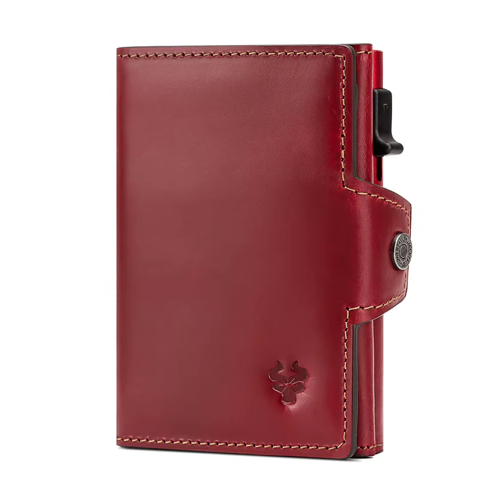 Smart Pop up Card Wallet for Men RFID Genuine Leather Card Case Slim Women Zip Coin Purse with Notes Compartment