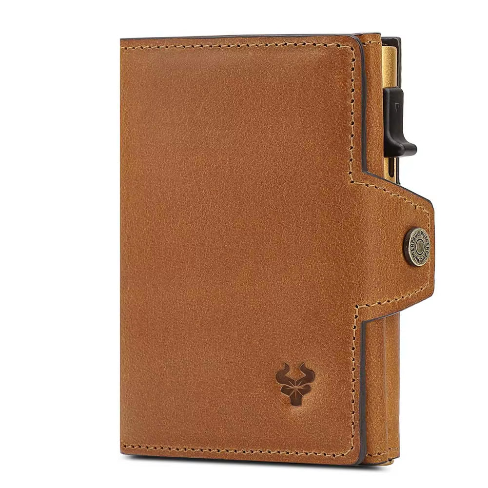 Smart Pop up Card Wallet for Men RFID Genuine Leather Card Case Slim Women Zip Coin Purse with Notes Compartment