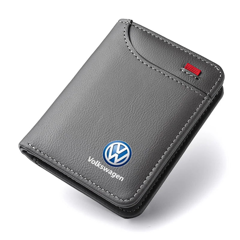 Car Men'S Leather Wallet Motor Vehicles Card Ticket Storage Bag for VW GTI Jetta Golf Tiguan Transporter Passat GTD Polo