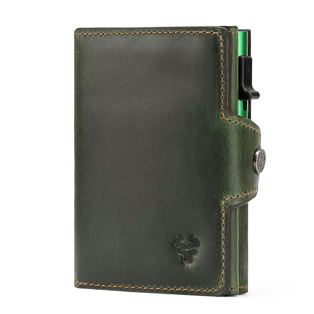 Smart Pop up Card Wallet for Men RFID Genuine Leather Card Case Slim Women Zip Coin Purse with Notes Compartment